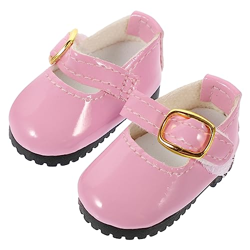 VICASKY 1 Paar Puppe Verkleiden Zubehör Socken Für Babypuppen Miniatur-Schuhe Puppe Verkleiden Sich Schuhe Mary-Jane-Flats Für Mädchen Puppenlederschuhe Baumwolle Kleine Rosa Mary Jane von VICASKY