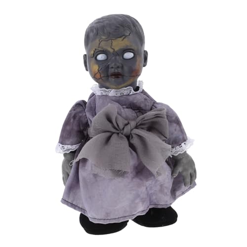 VICASKY 1 STK Sprachaktivierte Induktions-Laufpuppe Zombie sprachaktivierter Ghul Halloween Puppen Halloween Costume Spukhaus Requisiten Halloween-Dekorationen Plastik Black von VICASKY