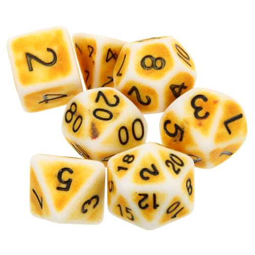 VICASKY 1 Satz 7st Vintage Facettierte Würfel Farbspiel Klassiker Jumbo Würfelspiele Vintage Würfel Retro Trinkspaß Spielzubehör Würfelturm Links-rechts-würfelspiel Acryl Golden von VICASKY