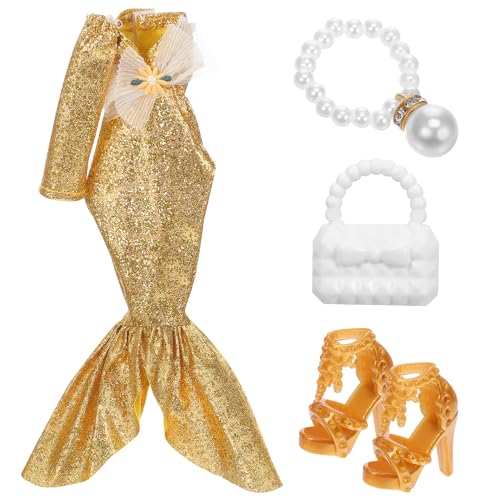 VICASKY Einzigartiges Puppen-Outfit: Maßgefertigtes Abendkleid Halskette Handtasche Und High Heels Für Die Modenschau Der Edlen Puppe von VICASKY