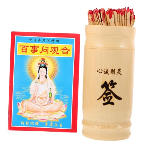 VICASKY Spielzeug 1 Satz Avalokitesvara-Lotterie Weissagungsstäbe-Kit Chinesisches Feng-Shui-Spielzeug holzstäbchen buddhistische Glücksstäbe chinesischer Wahrsagestab Erwachsener Säule von VICASKY