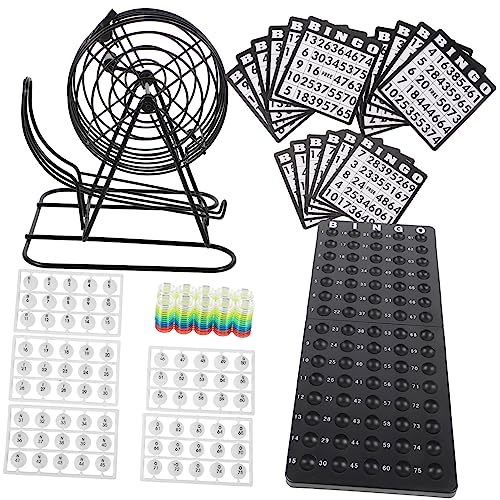 VICASKY 1 Satz Bingo Spielset Amerikanisches Brettspiel für Partys Interaktives Gesellschaftsspiel mit Lostrommel Karten und Chips Große und Gesellige Abende Leicht und Kompakt für von VICASKY