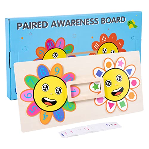 VICASKY 1 Satz Blumen Passendes Puzzle Kognitives Für Lernspielzeug Für Zahlenpuzzle- Kinderpuzzle Formen -lernspielzeug Cartoon-Design-lerntafel Holz von VICASKY