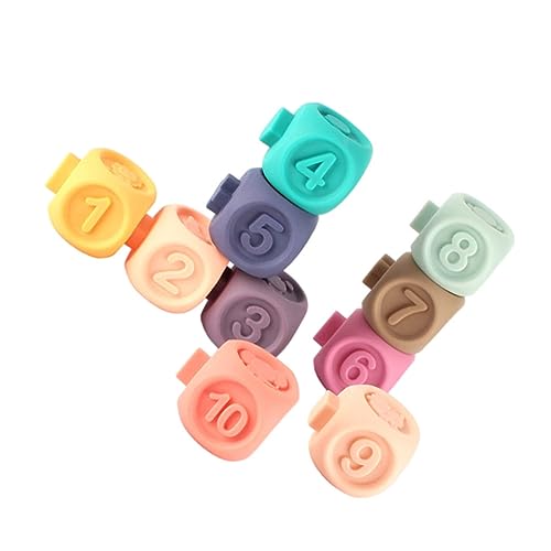 VICASKY 1 Satz Digitale Bausteine Lehrwerkzeug Backenzahn Einfaches Zahlenlernspielzeug Stapeln Farbe Kognitives Kindererkennungsspielzeug Weiches Gummi von VICASKY