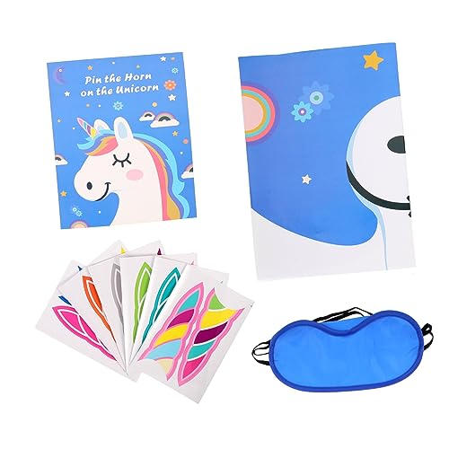 VICASKY 1 Satz Einhorn-Aufkleber kinderspielzeug Unicorn Toy Spaß wanddeckoration Stecke das Horn auf das Einhorn- Einhorn-Party-Spielset Papier Blue von VICASKY