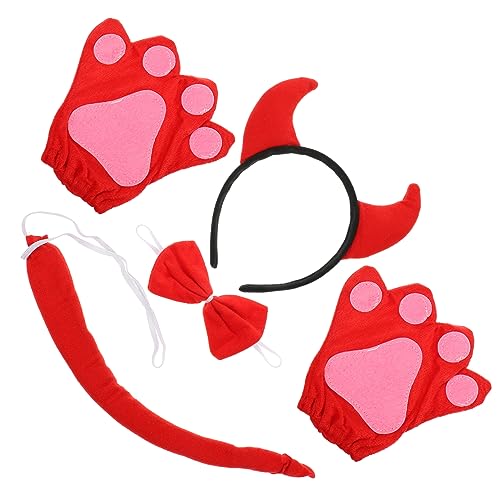 VICASKY 1 Satz Halloween-Dämonenkuh Stirnbänder Nasenhaarschneider für Männer Halloween schminke Halloween Make up Haarband Halloween deko Rinderschwänze Halloween-Rinder-Cosplay- rot von VICASKY