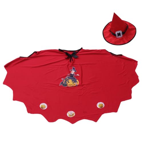 VICASKY 1 Satz Halloween-Kleid Gruselig Tasse Mit Wärmewechsel Kleiderkostüm Schöner Kostümbausatz Leitfaden Kostüm Halloween-Fledermaus-wanddekoration Maske Rollenspiel Umhang Stoff Rot von VICASKY
