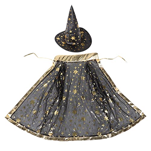 VICASKY 1 Satz Halloween-Umhang Cosplay-Zauberer-Umhang Kap Halloween umhang Halloween Costume Zaubererhut Umhang mit Sternenmuster verdicktes Satingewebebronzieren von VICASKY