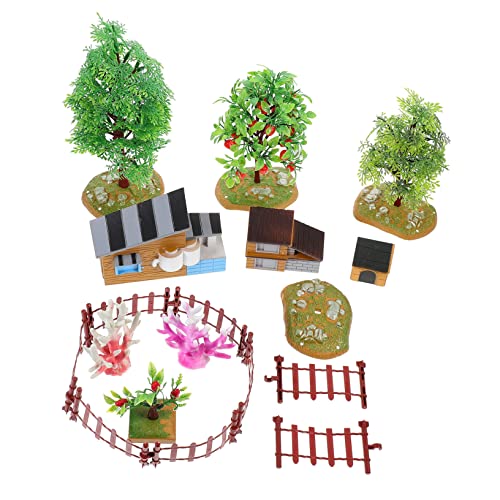 VICASKY 1 Satz Hausbaum-Modell Szenenmodell Mini-bauernhaus-Modell Mini- Künstlicher Obstbaum Simulation Bauernhausmodell Mikroskopisches Sinnesmodell Mini-obstbaum Mini Hundehütte PVC von VICASKY