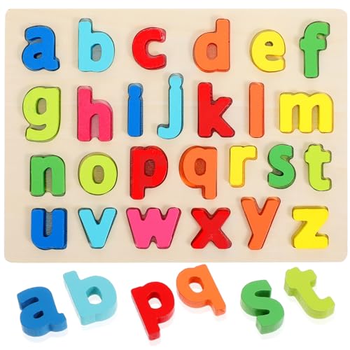 VICASKY 1 Satz Holz-Alphabet-Puzzles ABC-Buchstaben-Sortierbrettblöcke Pädagogisches Vorschul-Lernspielzeug Buchstaben-Lernwerkzeug Montessori-Puzzle Für Jungen Und Mädchen von VICASKY