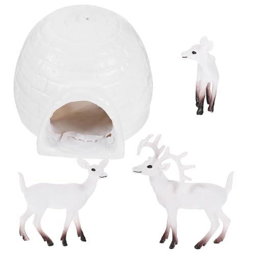 VICASKY 1 Satz Icehouse Animal Model Polartierfiguren Polarhirschfiguren Weihnachtsdeko Hirsch Rentierfiguren zu Weihnachten tierisches Spielset Tiere Spielzeugmodell Plastik Weiß von VICASKY
