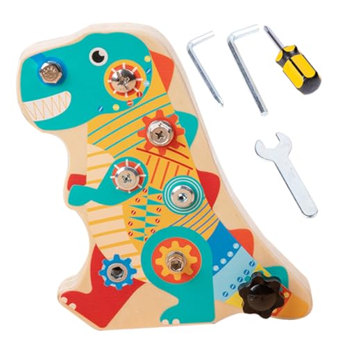 VICASKY 1 Satz Interaktives Dinosaurier Busy Board Spielzeugset für Jahr und Lehrreich Fördert Kreativität und Feinmotorik Sicheres Holz und Metallmaterial Perfektes für Kleine von VICASKY