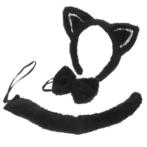 VICASKY 1 Satz Katzenohren Set mit Fuzzy und Fliege Halloween Kostümzubehör für Erwachsene für Cosplay Partys und Festliche Anlässe von VICASKY