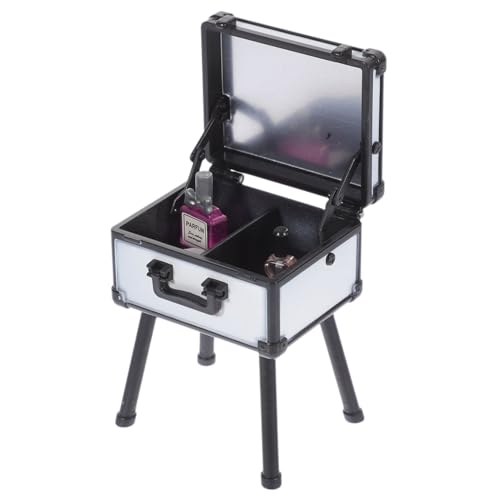 VICASKY 1 Satz Kosmetikkoffer aufbwahrungs-Box aubewahrbox Miniaturdekoration dollhaus schmink Set Box kommodenfüße puppenhaus Kosmetiktasche kleines Kosmetikset Kosmetik-Kit Plastik Black von VICASKY