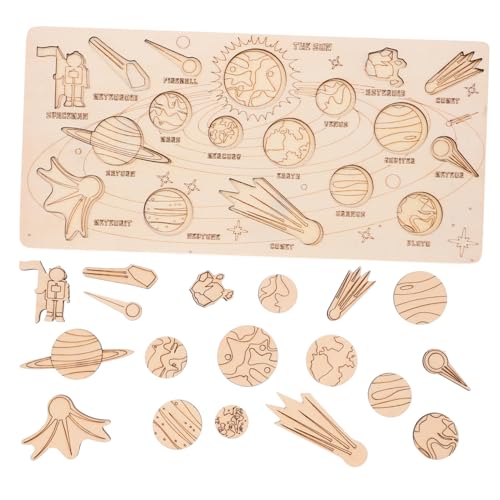 VICASKY Sonnensystem-Spielzeug Für Kinder Von 3–5 Jahren Planeten-Puzzle Aus Holz Spielzeug Zur Kognitiven Entwicklung Lernspiel-Set von VICASKY