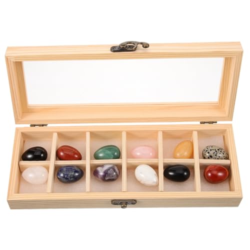 VICASKY Retro Figurine Kristall Ornament 12 Bunte Kristall Eier Mit Holz Deckel Box Ostern von VICASKY