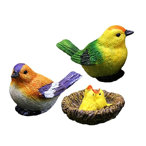 VICASKY 1 Satz Künstlicher Miniatur-bieten-Figuren. Mini-künstliches Bieten-Nest Mit Vogel-Dekorationen Für Das Puppenhaus von VICASKY