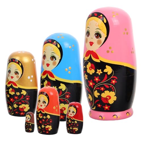 VICASKY Russische Puppen Set 6-Schicht Holz Spielzeug Set Mädchen Puppe Für Kinder Geburtstagsgeschenk Für Kinder von VICASKY