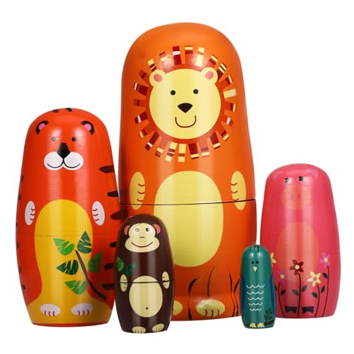 VICASKY Einzigartige Russische Weihnachtspuppen 1 Set Mit Matrjoschkas Mit Tiermotiven Handgefertigtes Holzspielzeug Für Jungen Und Mädchen Dekoration Für Zuhause von VICASKY