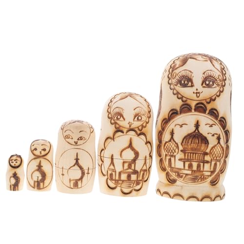 VICASKY Handgefertigte Matrjoschka-Puppen Mit Doppeladler-Design Unbemalte Hölzerne Nesting Dolls Für Jungen Und Set von VICASKY