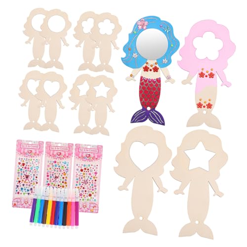 VICASKY 1 Satz Meerjungfrauenspiegel Kleine Bastelspiegel DIY Handgemachtes Kunsthandwerk Kleine Spiegel Für Klassenzimmerkinder Kinderspiegel Für Mädchen Prinzessin Spiegel Buchsbaum von VICASKY