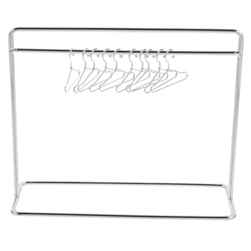 VICASKY 1 Satz Mini Kleiderbügel für Puppen Teiliges Kleidergestell mit Mini Bügeln für Puppenkleidung für Puppenhäuser und Spielzeugorganisation Silber von VICASKY