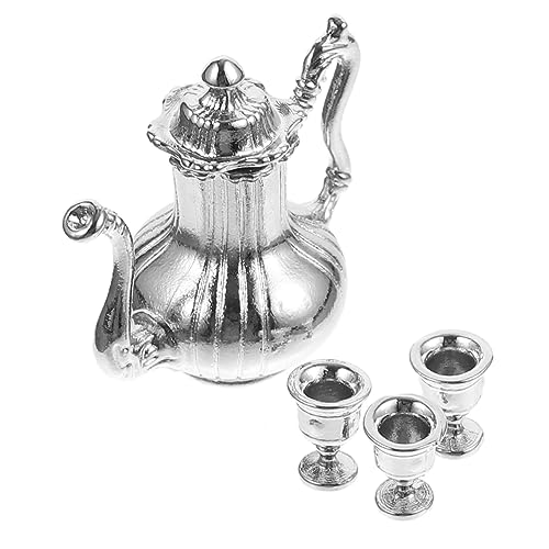 VICASKY 1 Satz Mini-hausdekoration Miniatur-Dinge Küche Spielset Mini- Mini-küchenzubehör Mini-teetassen Rollenspielzubehör Küche Rollenspiel Mini-tassen Silver Metall von VICASKY