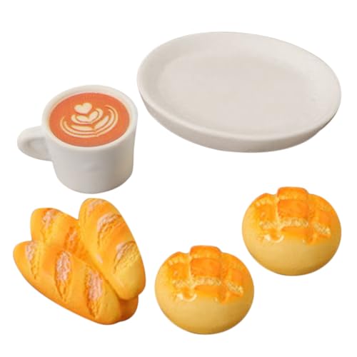 VICASKY Miniatur-bäckerei- -Set Realistisches Brot Und Kaffee Für Puppenhaus Harz Miniatur- Spielzeug Accessoire von VICASKY