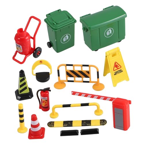 VICASKY 1 Satz Miniatur-verkehrssperre Mini-fußballkegel Bausatz Aufkleber Straßenschilder Spielzeugautos Bausteine Konstruktionsspielzeug Verkehrszeichen Aus Band Plastik von VICASKY