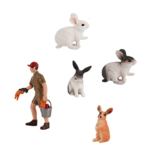 VICASKY 1 Satz Nutztier-Ornamente statische Kaninchenverzierung Mini-Hasen Modelle Spielzeug künstliches Kaninchenmodell Bauernhof-Mikrolandschaftsmodell großes Kaninchen Dekorationen PVC von VICASKY