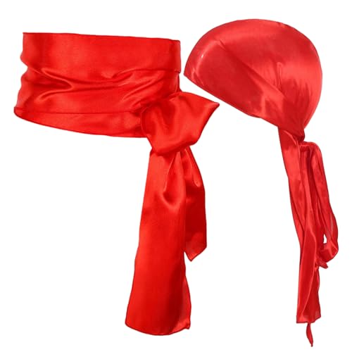 VICASKY 1 Satz Piratenkostüm Zubehör Set Rotes Kopftuch und Gürtel für Karneval Cosplay und Kinderpartys für Halloween Rollenspiele und Fotoshootings von VICASKY