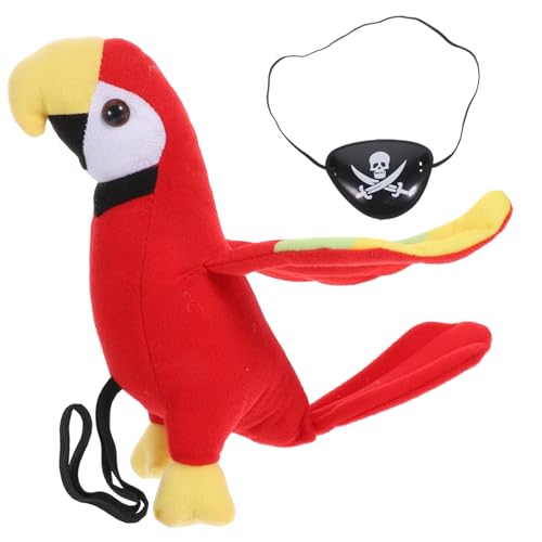 VICASKY 1 Satz Plüsch Papagei mit Augenmaske für Halloween Party Cosplay und Piraten Themenfeiern Teiliges Zubehör für Verkleidungen von VICASKY