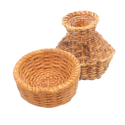VICASKY 1 Satz Puppenhausdekoration Bausatz Miniatur Mini-Vers-Küche Puppenstuben-Tischlampe bisschen ad blie Dollhouse Furniture Puppenhausmöbel Esskorbmodell Harz Light Brown von VICASKY
