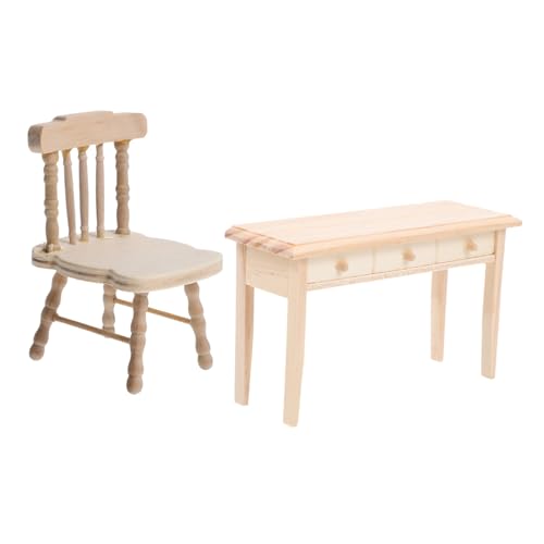 VICASKY 1 Satz Puppenstubentisch Und Stühle Puppenzubehör Mini-hausbedarf Kleines Hausgerät Puppenhausverzierungen Kleines Hauszubehör Mini-hausschmuck Mini-landschaftsverzierungen Holz von VICASKY