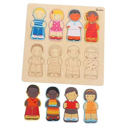 VICASKY 1 Satz Rassenbewusstseinsrätsel Spielzeug für Kleinkinder Kinderspielzeug Steckpuzzles Interaktives Lernspielzeug Kinder rätsel Babyspielzeug aus Holz Puzzle-Brett von VICASKY