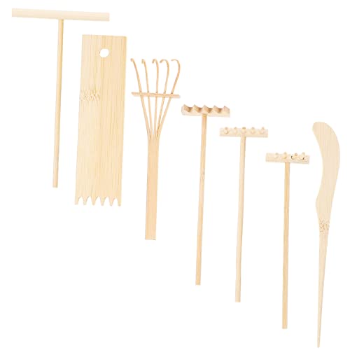 VICASKY 1 Satz Sandtisch-bambusrechen-Set Sandkasten-miniaturrechen Desktop-miniaturrechen DIY Mikrorechen Dekorative Miniaturrechen Tisch Kleine Rechen Holz Kleine Rechen Hölzern von VICASKY