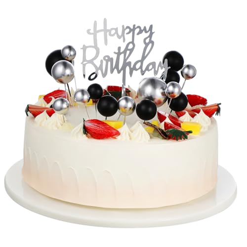 VICASKY 1 Satz Schwarzgoldene Kuchendekoration Torteneinsatz Topper Kuchenkugeln Kuchen -topper Kucheneinsatz-topper-dekoration Alles Zum Geburtstag-topper-brief Kuchenball Papier von VICASKY