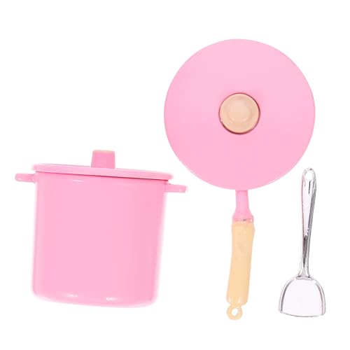 VICASKY 1 Satz Simulationsmodell Für Lebensmittel Und Puppenhausherde Mini- -miniaturtöpfe Puppenhauspfannen Mini-kochgeschirr 1/12 Puppenhaus-küchenzubehör Eisen Rosa von VICASKY