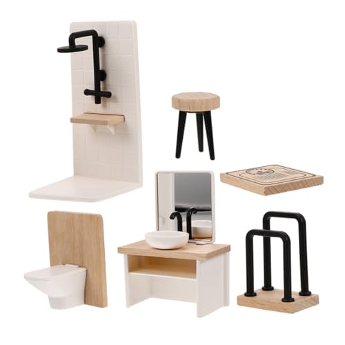 VICASKY Puppenhaus Badezimmer Zubehör Set 1 Set Von Miniatur Holz Bad Möbel Für Puppen VICASKY Puppenhaus Badezimmer Zubehör Set 1 Set Von Miniatur Holz Bad Möbel Für Puppen von VICASKY