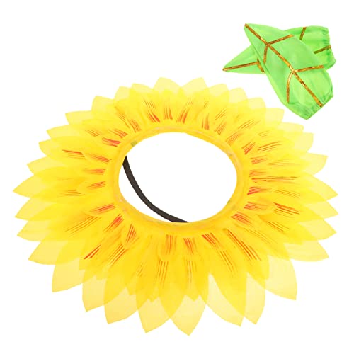 VICASKY 1 Satz Sonnenblumenkopfbedeckung Wärmer Rand Sonnenhut Kleid Auto blumenkranz sonnenblumen kopfschmuck Blumenkopfbedeckungen für Sonnenblumen-Kopfbedeckung Seidentuch von VICASKY