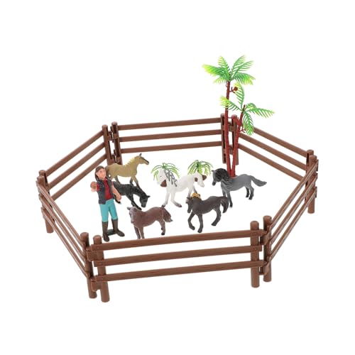 VICASKY 1 Satz Spielset Kreatives Modell mit Pferdefiguren Zaun Zubehör für Lernspielzeug Interaktion zwischen Eltern und Kindern für Fotografie von VICASKY
