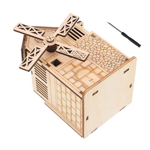 VICASKY 1 Satz Spieluhr aus Holz Spielzeug 3 d Puzzle Engine Jahrgang Rätsel für Kinder Windmühle mit Motor Geburtstagsgeschenk für Kinder hölzern Musikbox Modell Suite von VICASKY