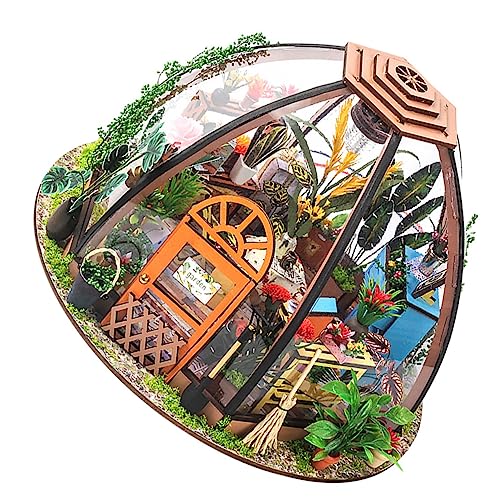 VICASKY 1 Satz Sternen Himmel Blumen Miniatur Holzhaus Selber Bauen Kindergeschenk Weihnachtsgebäudemodell Miniaturhaus DIY- Modellspielzeug Für Papiertuch von VICASKY