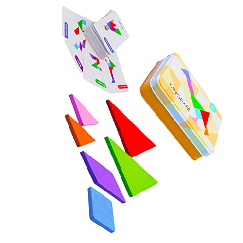 VICASKY 1 Satz Tangram Holzpuzzle Puzzlematte puzzlekleber puzzlerolle holzsteckpuzzel puzzleunterlage Geschichte für Spiel Rätsel Tangram-Puzzle hölzern Colorful von VICASKY