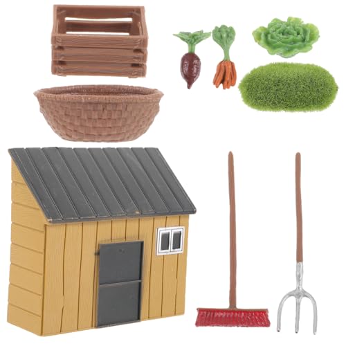 VICASKY Miniatur Bauernhofmodell Satz Kleiner Spielzeughaus Gartenmodelle Simulationsbauernhof Zubehör für Rollenspiele und Dekorative Tischdekoration von VICASKY