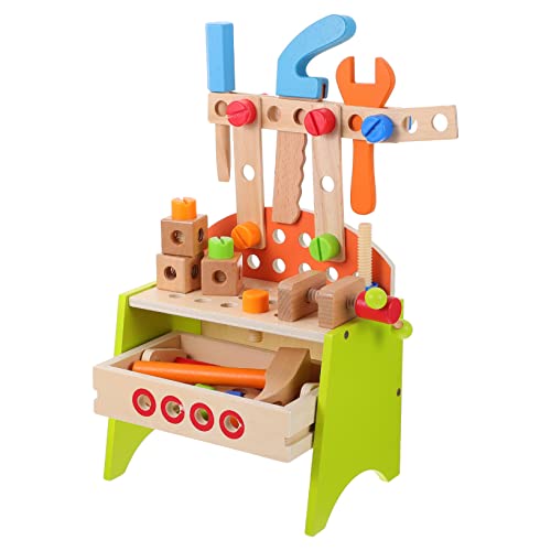 VICASKY Pädagogisches Spielzeug Für Kinder – Simulierte Mutternmontage Handgefertigter Werkzeugtisch Aus Holz Sicher Und Perfekt Für von VICASKY