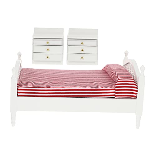 VICASKY 1 Set Miniatur-doppelbett Und Bettmodell Für Puppenhaus – Miniaturmöbel Im Maßstab 112 Mit Feiner Handwerkskunst Und Qualität von VICASKY