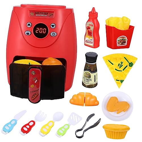VICASKY Air Fryer Spielzeug Für Kinder Air Fryer Set Mit Wechselnden Lebensmitteln Kompaktes Küchenspielset Als Geburtstagsgeschenk von VICASKY