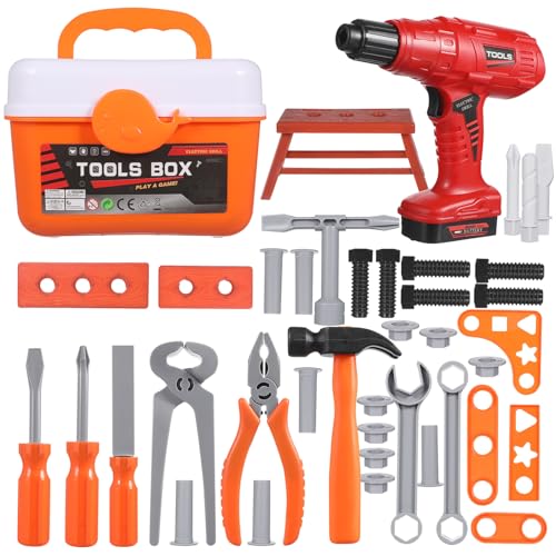 VICASKY 1 Set Box Elektrische Bohrmaschine Werkzeugkasten Reparatur LKW Elektroschrauber Werkzeugset Kleinkind Werkzeugset Et Rollenspiel Bohrmaschine Spielzeugautos Kunststoff von VICASKY