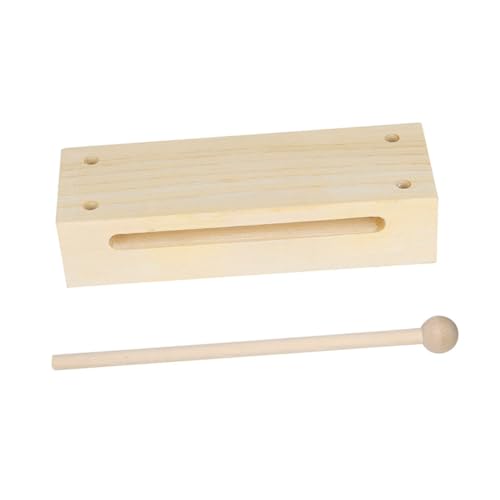 VICASKY 1 Set Doppelton Bangzi Rhythmusblock Mit Schlägel Schlaginstrument Musikalisches Aufklärungsspielzeug Pädagogisches Musikinstrument Musik Pädagogisches Holz Beige von VICASKY